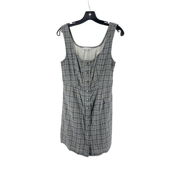 American Eagle Women's Gray Plaid Sleeveless Snap Front Dress Size Small - Picture 2 of 15
